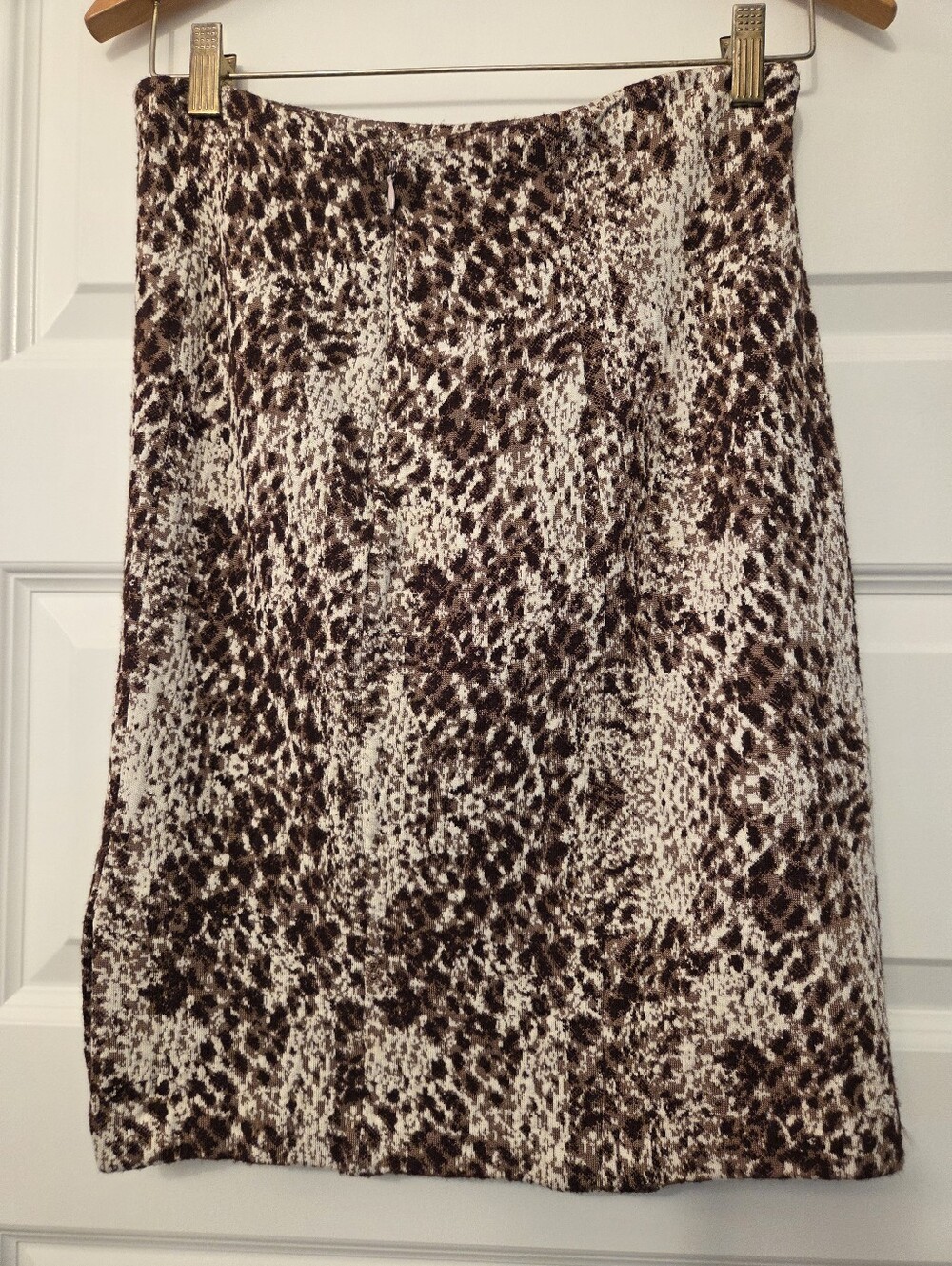 St. John Brown and Cream Patterned Knit Skirt